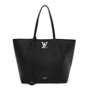 Louis Vuitton Calfskin Lockme Cabas Black Leather Tote Handbag, LV
